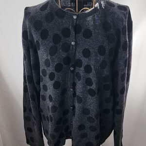 Lambswool Cardigan Sweater Polka Dots Lightweight